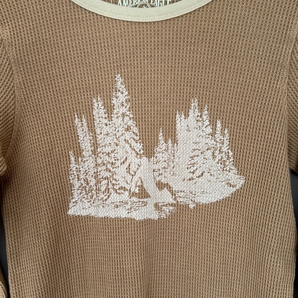 AE tan waffle knit long sleeve tee - Picture 2 of 4